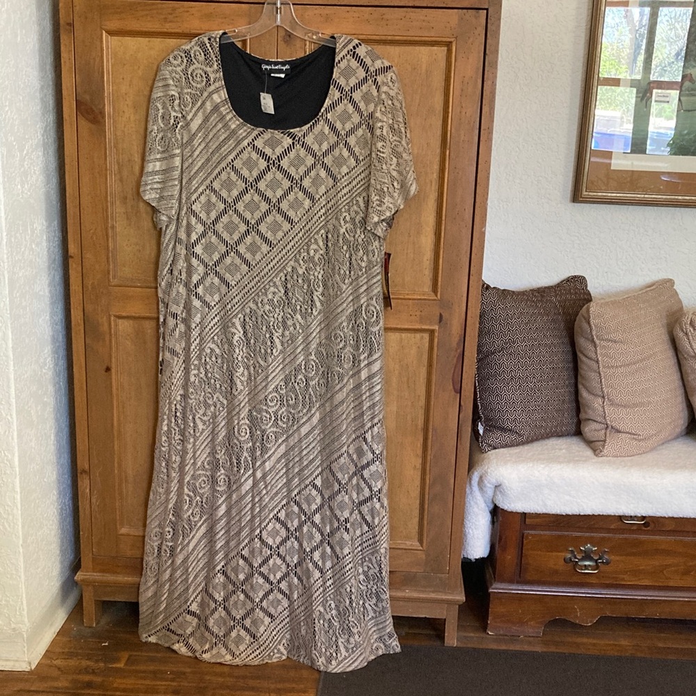 Giorgio Sant’ Angelo Lace Overlay Women’s Maxi Dress Plus Sz 26 Day Nite NWT VTG